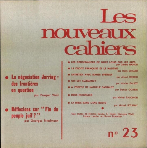 Les Nouveaux Cahiers N°023 (Hiver 1970)